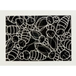Bienengewimmel I, Linoldruck auf Papier, 26 × 39 cm