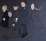 Kinder der 50er. Malerei. Aquarell. Tempera auf Stoff, 160x140cm, 2015