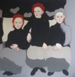 Schule. Aquarell auf Leinen. Tempera. 140x140cm. 2017