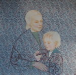 Zusammen. Aquarell auf Stoff. Tempera. 100cm. 2021
