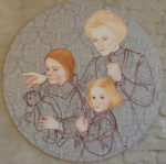 Zusammen. Aquarell auf Stoff. Tempera. 100cm. 2021