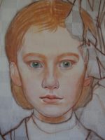 Geschwister. Aquarell auf Stoff. Tempera. 150x90cm. 2018 – Bild 2