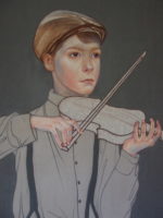 Lev. Aquarell auf Leinen. Tempera. 170x75cm. 2017