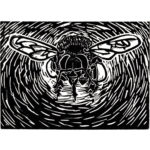 Biene frontal, Linoldruck auf Papier, 18 × 26 cm