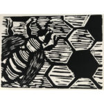 Biene auf Waben, Linoldruck auf Papier, 18 × 26 cm – Bild 3