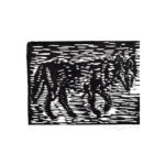 Wolf nach rechts, Linoldruck auf Papier, 13 × 20 cm